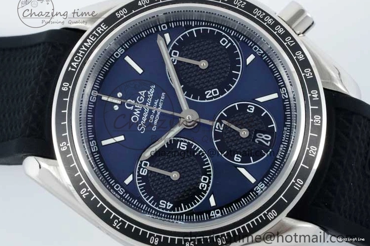 1227 SportInspired Speedmaster Racing Master SS HKF Best Edition Blue Black Dial on Black Rubber Strap A 7817